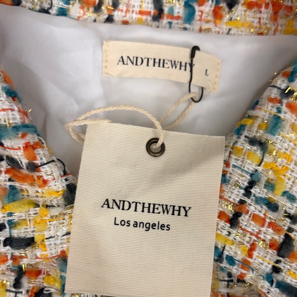 ANTHEWAY Women's Multicolor Tweed Button-Down Jacket - Picture 2 of 14